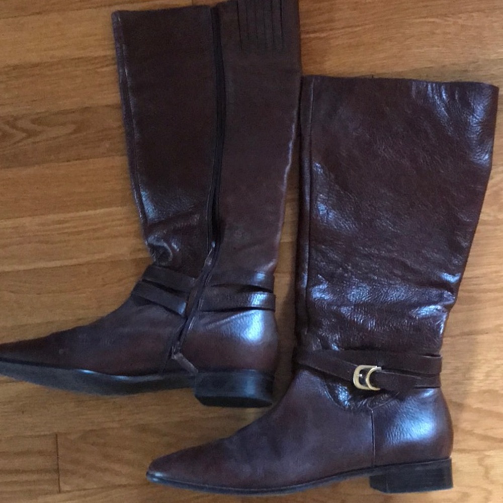 Brown leather boots